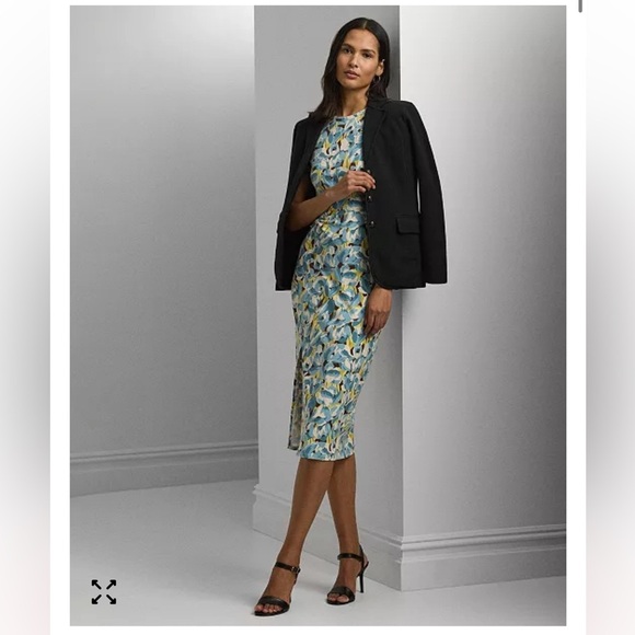Ralph Lauren Dresses & Skirts - Lauren Ralph Lauren Floral Jersey Twist-Front Midi Dress Size Medium
